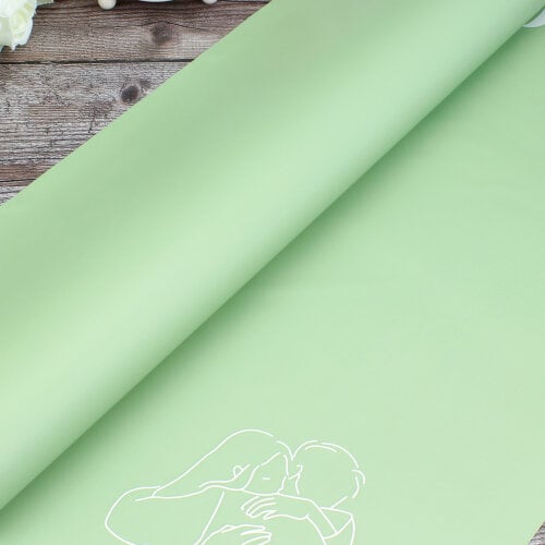 Çiçek Buket Ambalaj Kağıdı Love You Çift Model Yeşil 20'li Paket - Kare Dekor (1)