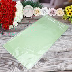 Çiçek Buket Ambalaj Kağıdı Love You Çift Model Yeşil 20'li Paket - 3