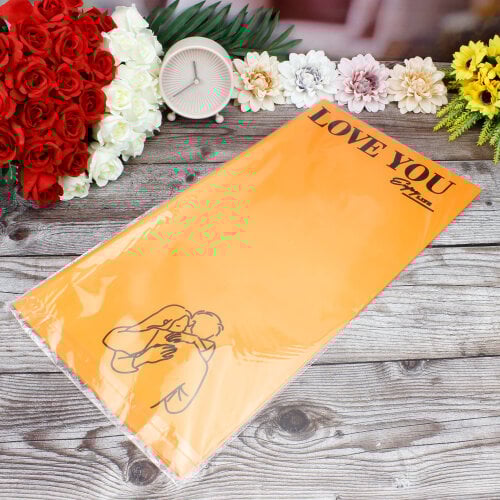Çiçek Buket Ambalaj Kağıdı Love You Çift Model Turuncu 20'li Paket - 3