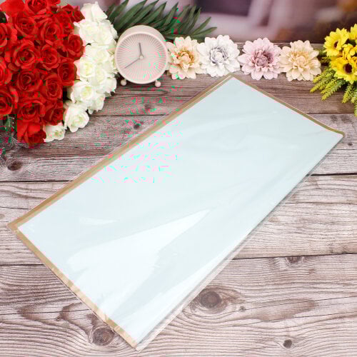 Çiçek Buket Ambalaj Kağıdı Mavi Gold Border 20'li Paket - 3