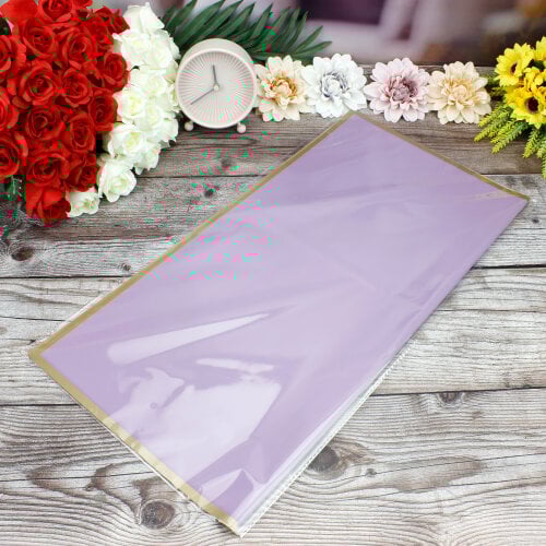 Çiçek Buket Ambalaj Kağıdı Mor Gold Border 20'li Paket - 3