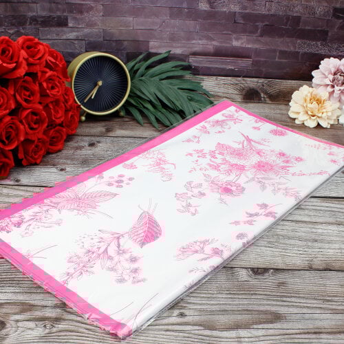 Çiçek Buket Ambalaj Kağıdı Pembe Çiçek Desenli 20'li Paket - 1