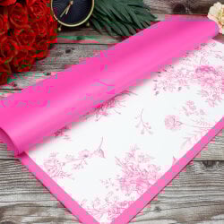 Çiçek Buket Ambalaj Kağıdı Pembe Çiçek Desenli 20'li Paket - 3