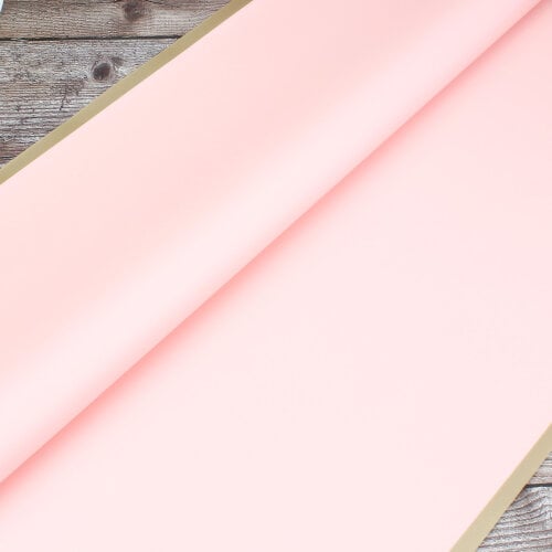 Çiçek Buket Ambalaj Kağıdı Pembe Gold Border 20'li Paket - Kare Dekor (1)