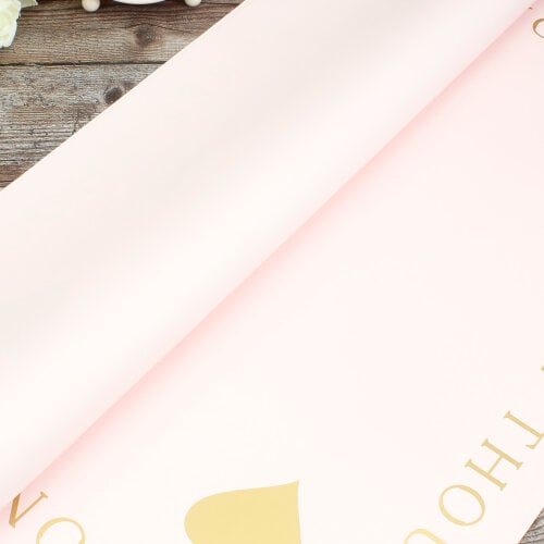 Çiçek Buket Ambalaj Kağıdı Pembe Kalp Desen 20'li Paket - Kare Dekor (1)