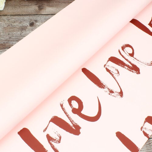 Çiçek Buket Ambalaj Kağıdı Pembe Love Desen 20'li Paket - Kare Dekor (1)