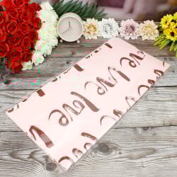 Çiçek Buket Ambalaj Kağıdı Pembe Love Desen 20'li Paket - 3