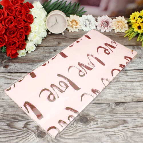 Çiçek Buket Ambalaj Kağıdı Pembe Love Desen 20'li Paket - 3