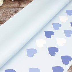 Çiçek Buket Ambalaj Kağıdı Renkli Kalp Desen Mavi 20'li Paket - 2