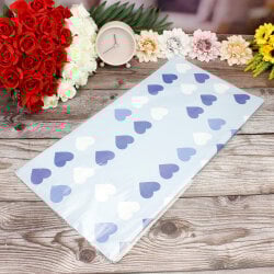 Çiçek Buket Ambalaj Kağıdı Renkli Kalp Desen Mavi 20'li Paket - 3