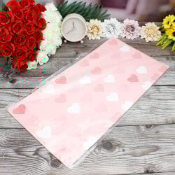 Çiçek Buket Ambalaj Kağıdı Renkli Kalp Desen Pembe 20'li Paket - 3