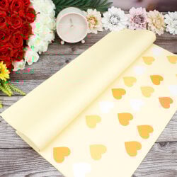 Çiçek Buket Ambalaj Kağıdı Renkli Kalp Desen Sarı 20'li Paket - 1
