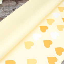 Çiçek Buket Ambalaj Kağıdı Renkli Kalp Desen Sarı 20'li Paket - 2