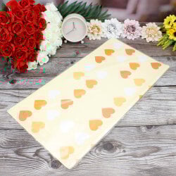 Çiçek Buket Ambalaj Kağıdı Renkli Kalp Desen Sarı 20'li Paket - 3