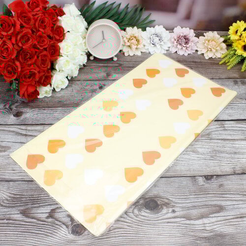 Çiçek Buket Ambalaj Kağıdı Renkli Kalp Desen Sarı 20'li Paket - 3