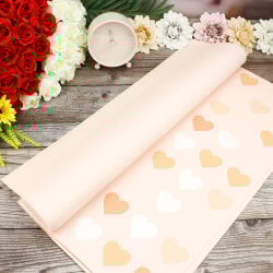 Çiçek Buket Ambalaj Kağıdı Renkli Kalp Desen Somon 20'li Paket - 1