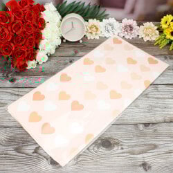 Çiçek Buket Ambalaj Kağıdı Renkli Kalp Desen Somon 20'li Paket - 3