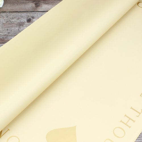 Çiçek Buket Ambalaj Kağıdı Sarı Kalp Desen 20'li Paket - Kare Dekor (1)