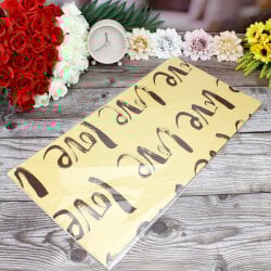 Çiçek Buket Ambalaj Kağıdı Sarı Love Desen 20'li Paket - 3