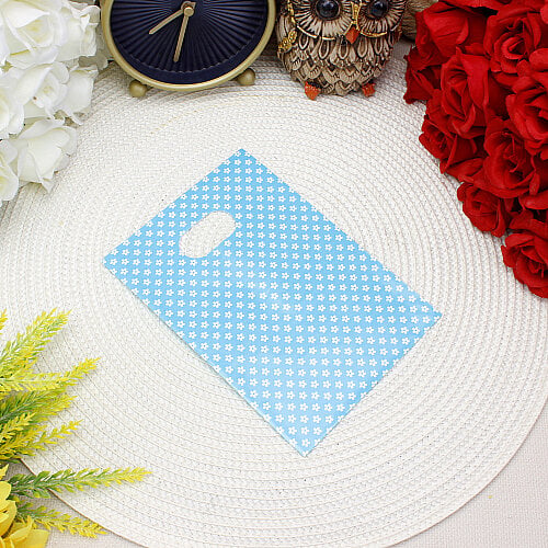 Çiçek Desenli Hediyelik El Geçme Poşet Mavi 50’li Paket 12x17 cm - Toptanalim