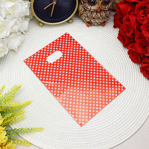Çiçek Desenli Hediyelik El Geçme Poşeti Kırmızı 13x20 cm 50’li Paket - Toptanalim