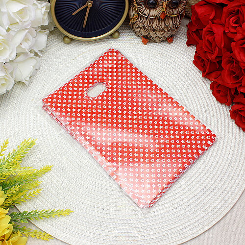 Çiçek Desenli Hediyelik El Geçme Poşeti Kırmızı 13x20 cm 50’li Paket - Toptanalim (1)
