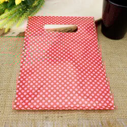 Çiçek Desenli Hediyelik El Geçme Poşeti Kırmızı 17x25CM 50'li Paket - 1