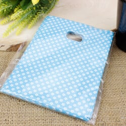 Çiçek Desenli Hediyelik El Geçme Poşeti Mavi 17x25CM 50'li Paket - 2