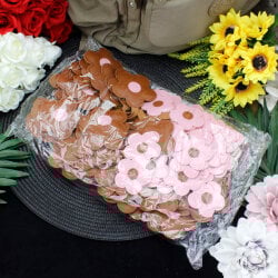 Çiçek Figürlü Çanta Charm Aksesuar Kahverengi-Pembe - 3