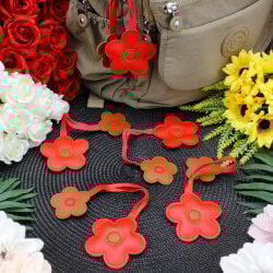 Çiçek Figürlü Çanta Charm Aksesuar Kırmızı-Kahverengi - 1