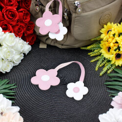 Çiçek Figürlü Çanta Charm Aksesuar Pembe-Beyaz - 2