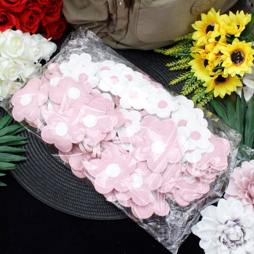 Çiçek Figürlü Çanta Charm Aksesuar Pembe-Beyaz - 3