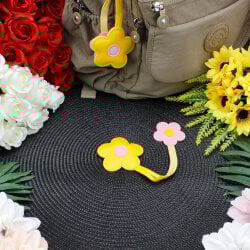 Çiçek Figürlü Çanta Charm Aksesuar Sarı-Pembe - 2