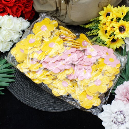 Çiçek Figürlü Çanta Charm Aksesuar Sarı-Pembe - 3