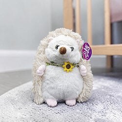 Çiçek Kolyeli Sevimli Peluş Kirpi Ekru 20 cm - 1