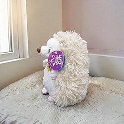 Çiçek Kolyeli Sevimli Peluş Kirpi Ekru 20 cm - 2