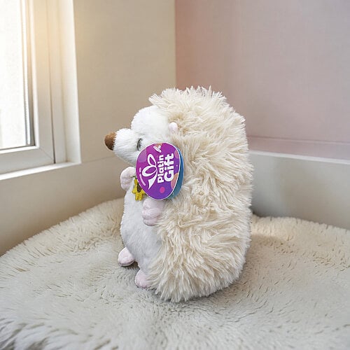 Çiçek Kolyeli Sevimli Peluş Kirpi Ekru 20 cm - Toptanalim (1)