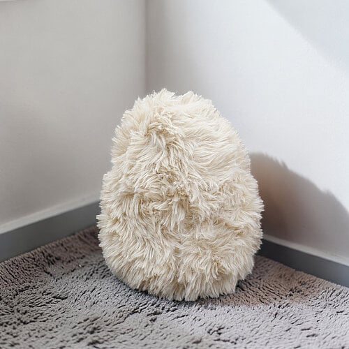 Çiçek Kolyeli Sevimli Peluş Kirpi Ekru 20 cm - 3