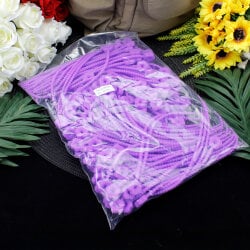 Çiçek Uçlu Kilitli Bağlama İp Charm Aksesuar Mor  - 2