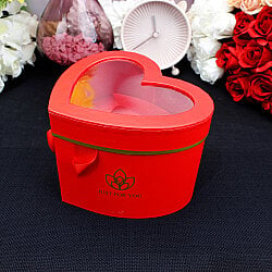 Çift Katlı Pencereli Kalp Kutu 15 cm Kırmızı - 2