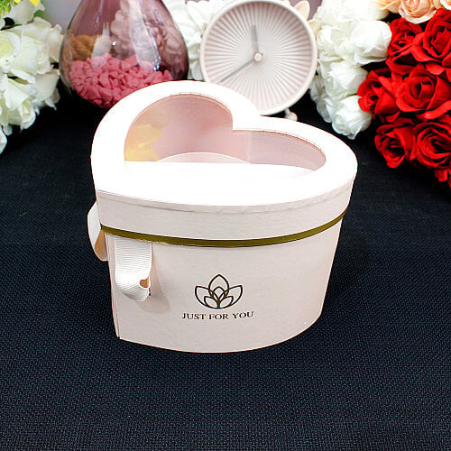 Çift Katlı Pencereli Kalp Kutu 15 cm Pembe - Toptanalim (1)