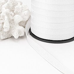 Çift Taraflı 1 cm Grogren Kurdele 250 Metre Makara Beyaz - 2