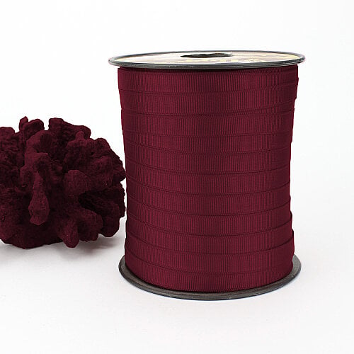 Çift Taraflı 1 cm Grogren Kurdele 250 Metre Makara Bordo - 3