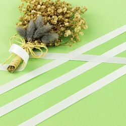 Çift Taraflı 1 Cm Grogren Kurdele Beyaz - 1
