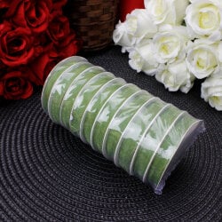 Çift Taraflı 1 cm 25 Metre Organze Kurdele Açık Yeşil - 3