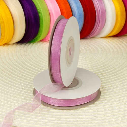 Çift Taraflı 1 Cm Organze Kurdele Lila - 1