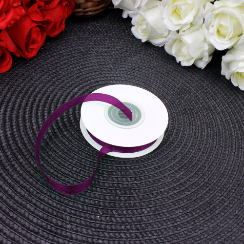 Çift Taraflı 1 cm 25 Metre Organze Kurdele Mürdüm - Toptanalim (1)