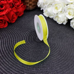Çift Taraflı 1 cm 25 Metre Organze Kurdele Sarı - 1
