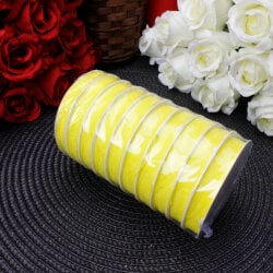 Çift Taraflı 1 cm 25 Metre Organze Kurdele Sarı - 3