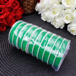 Çift Taraflı 1 cm 25 Metre Organze Kurdele Yeşil - 3